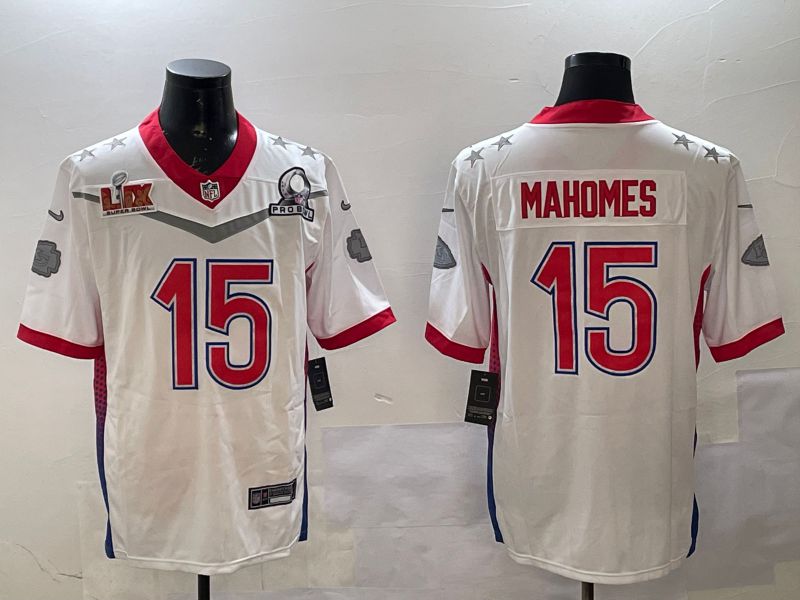 Men Kansas City Chiefs #15 Mahomes White All star 2025 Nike Vapor Limited NFL Jersey style 3